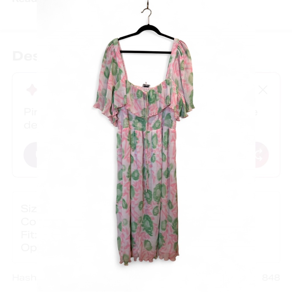 GANNI Shirred printed georgette midi dress